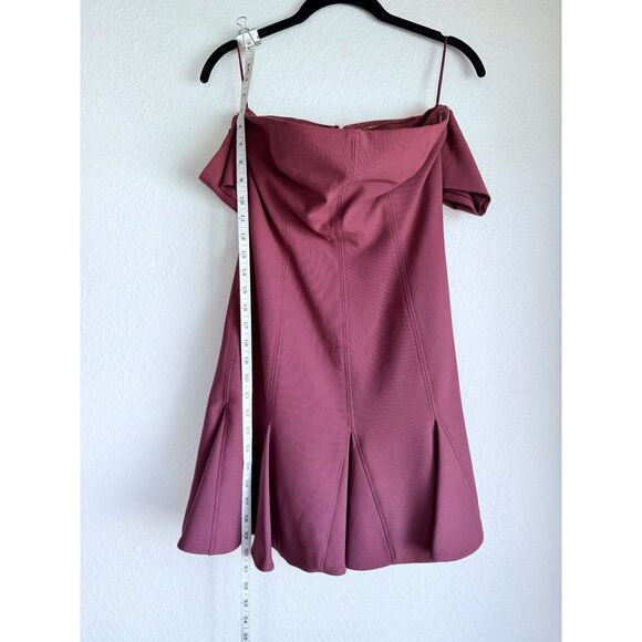 NWOT Cinq à Sept Elva Off-the-shoulder Godet Mini Dress In Elderberry Size 4 - Picture 10 of 13
